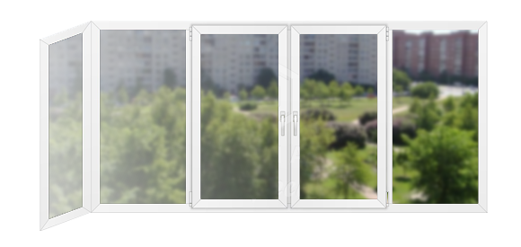 Г-образные балконные рамы ПВХ 360×140 Brusbox 60